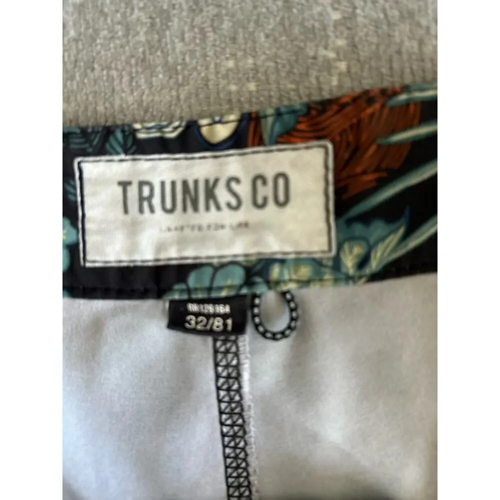 Trunks Co Gray Hawaian Swim Trunks 32 Floral 90s Retro